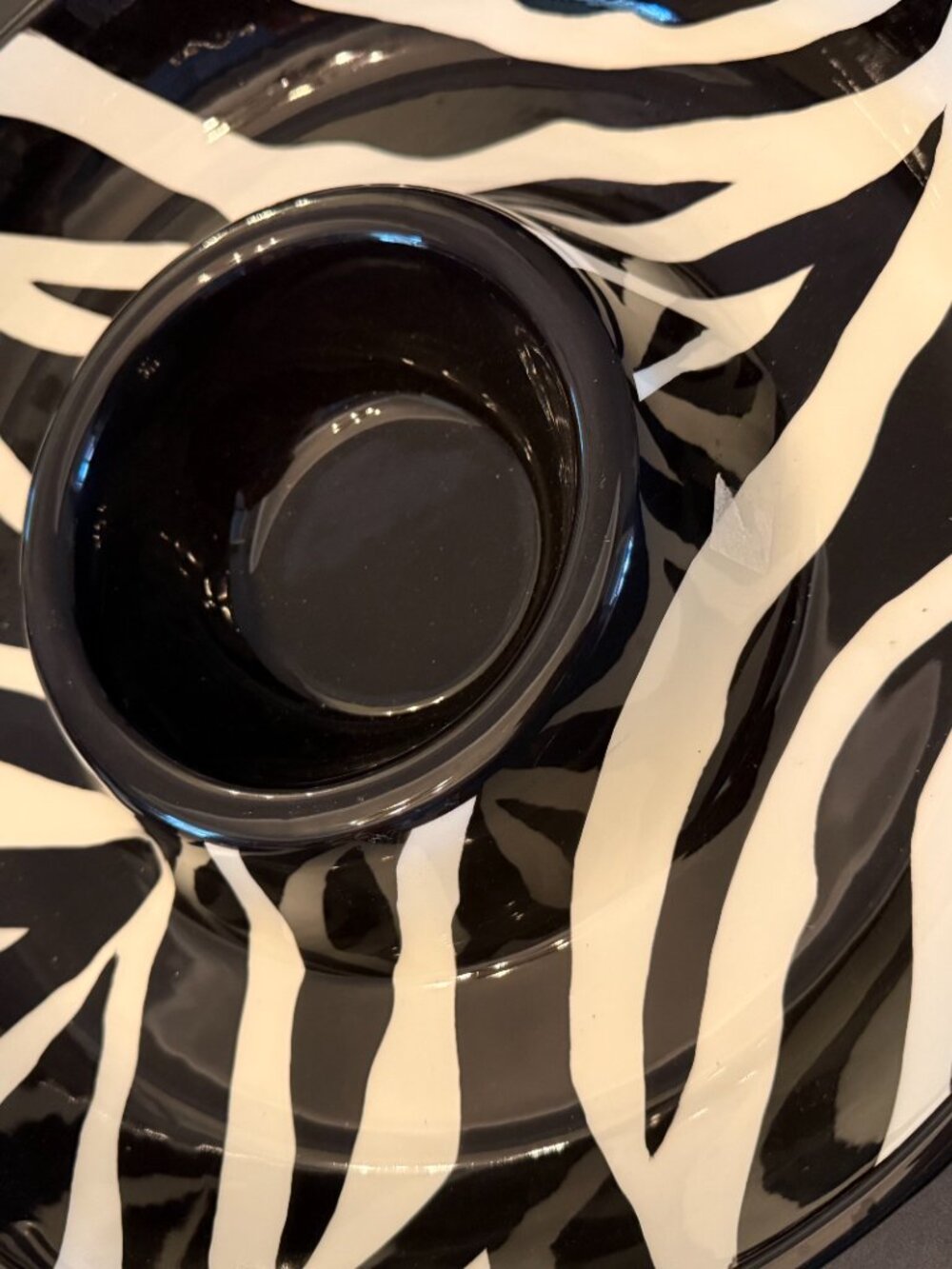 Zebra Print Ceramic Serving Bowl/Platter - Picture 2 of 7